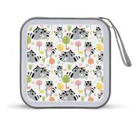Simpatico Raccoon in Giardino Divertente CD Case Organizer 40 Capacità DVD Collection Storage Bag Portafoglio Libro per Auto Casa Viaggio
