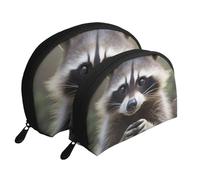 Simpatico Raccoon Stampato Trucco Borse 2 Pezzi Portatile Shell Viaggio Toiletry Bag Cosmetic Organizer Bag per le Donne