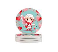 Simpatico ragazzo amorevole un set di quattro sottobicchieri in pietra romanzo che sono assorbenti e utilizzati come sottobicchieri decorazione per la casa per tazze