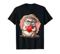 Simpatico riccio animale amore riccio che abbraccia San Valentino cuore Maglietta