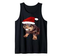 Simpatico Rottweiler di Natale con Cappello di Babbo Natale Rosso Canotta