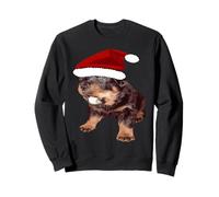 Simpatico Rottweiler di Natale con Cappello di Babbo Natale Rosso Felpa