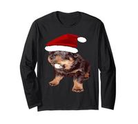 Simpatico Rottweiler di Natale con Cappello di Babbo Natale Rosso Maglia a Manica