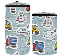 Simpatico sacchetto per lavaggio scarpe per lavatrice, tram tram tram trolleybus ROCKETS Balloon Helicopter Boat Minivan Shoe Wash Bag For Washing Machine Sneaker Wash Bag Pack of 2 Shoe Washing Bags