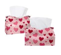 Simpatico San Valentino piccoli cuori rosa e rossi con pois copertura per scatola di fazzoletti, porta fazzoletti rettangolare decorativo per il viso, dispenser per tovaglioli per bagno, cucina