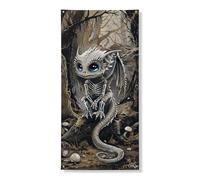 Simpatico scheletro drago copertura per porta striscione decorativo, fantasioso foresta creatura fantasy, per interni ed esterni, forniture per Halloween 91,8 x 182,9 cm