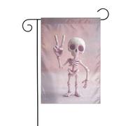 Simpatico scheletro stravagante che fa il segno della pace bandiera da giardino 30 x 45 cm verticale su entrambi i lati per fattoria vacanze decorazioni esterne bandiera cortile