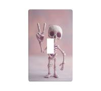 Simpatico scheletro stravagante che fa il segno della pace interruttore della luce copertura decorativa singola levetta 1 banda piastra da parete per cucina fattoria camera da letto bagno decorazione