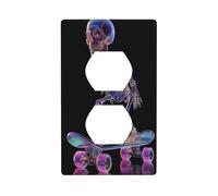 Simpatico scheletro su uno skateboard copertura interruttore luce copertura decorativa 1 banda piastra da parete per cucina stanza bagno dimensioni 7 x 11,4 cm