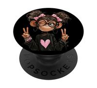 Simpatico scimpanzé mamma divertente scimmia occhiali neri strizzando l'occhio animale PopSockets PopGrip Adesivo