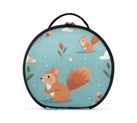 Simpatico Scoiattolo Blu Trucco Astuccio da Toilette Borse Rotondo Toeletta Scatola Cosmetica Borsa Creativo con Divisori Regolabili per Donna