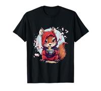 Simpatico scoiattolo che mangia ramen Sakura fiori Ninja Animal Art Maglietta