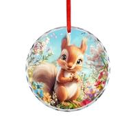 Simpatico scoiattolo con fiori decorazione natalizia in cristallo da appendere ornamento rotondo pendenti per albero di Natale regali per feste