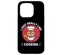 Simpatico scoiattolo I Just Really Like Cooking Kawaii Estetica Custodia per iPhone 15 Pro
