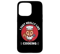 Simpatico scoiattolo I Just Really Like Cooking Kawaii Estetica Custodia per iPhone 15 Pro Max