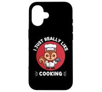 Simpatico scoiattolo I Just Really Like Cooking Kawaii Estetica Custodia per iPhone 16
