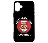 Simpatico scoiattolo I Just Really Like Cooking Kawaii Estetica Custodia per iPhone 16 Plus