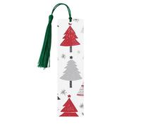 Simpatico segnalibro con alberi di Natale colorati a forma di cuore in legno con nappa, segnalibro per donne e uomini, per leggere le pagine, regali per gli amanti dei libri