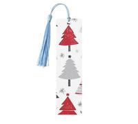 Simpatico segnalibro con alberi di Natale colorati a forma di cuore in legno con nappa, segnalibro per donne e uomini, per leggere le pagine, regali per gli amanti dei libri