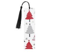 Simpatico segnalibro con alberi di Natale colorati a forma di cuore in legno con nappa, segnalibro per donne e uomini, per leggere le pagine, regali per gli amanti dei libri
