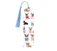 Simpatico segnalibro in legno con motivo carlino chihuahua con nappa, unico segnalibro in legno fatto a mano, regalo per amanti dei libri, segnapagina, ornamento ideale per regalo di compleanno