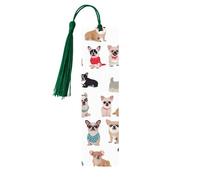 Simpatico segnalibro in legno con motivo carlino chihuahua con nappa, unico segnalibro in legno fatto a mano, regalo per amanti dei libri, segnapagina, ornamento ideale per regalo di compleanno