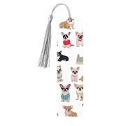 Simpatico segnalibro in legno con motivo carlino chihuahua con nappa, unico segnalibro in legno fatto a mano, regalo per amanti dei libri, segnapagina, ornamento ideale per regalo di compleanno