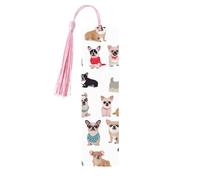 Simpatico segnalibro in legno con motivo carlino chihuahua con nappa, unico segnalibro in legno fatto a mano, regalo per amanti dei libri, segnapagina, ornamento ideale per regalo di compleanno