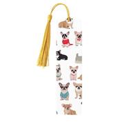 Simpatico segnalibro in legno con motivo carlino chihuahua con nappa, unico segnalibro in legno fatto a mano, regalo per amanti dei libri, segnapagina, ornamento ideale per regalo di compleanno