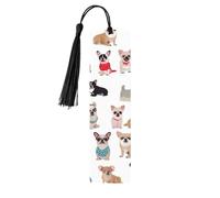 Simpatico segnalibro in legno con motivo carlino chihuahua con nappa, unico segnalibro in legno fatto a mano, regalo per amanti dei libri, segnapagina, ornamento ideale per regalo di compleanno