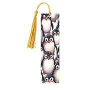 Simpatico segnalibro in legno con pinguini per uomini, donne, insegnanti, regalo vintage fatto a mano, segna libri per leggere pagine marcatori da appendere etichette regalo ornamenti segnalibri in