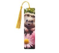 Simpatico segnalibro in legno con riccio in fiori per uomini donne insegnanti regalo vintage fatto a mano segni di libri per leggere pagine marcatori da appendere etichette regalo ornamenti segnalibri