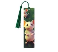 Simpatico segnalibro in legno con topolino fai da te, segnalibro con nappe colorate, etichette regalo in legno, regalo insolito per gli amanti dei libri, uomini e donne