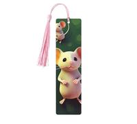 Simpatico segnalibro in legno con topolino fai da te, segnalibro con nappe colorate, etichette regalo in legno, regalo insolito per gli amanti dei libri, uomini e donne
