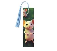 Simpatico segnalibro in legno con topolino fai da te, segnalibro con nappe colorate, etichette regalo in legno, regalo insolito per gli amanti dei libri, uomini e donne