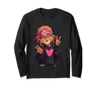 Simpatico Segno della Pace leonessa Stile retrò Femminile Vibe Design Maglia a Manica