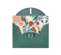 Simpatico set di biglietti d'auguri con tigre bianca stampata verde scuro con buste e adesivi coordinati