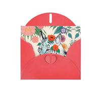 Simpatico set di biglietti d'auguri rossi con tigre bianca stampata con buste e adesivi coordinati