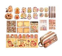 Simpatico set di cancelleria Capybara, materiale scolastico per studenti, penne gel, per studenti, scrittori, bambini, adolescenti, adulti, collezionisti, artisti, studio, diario, lavoro, casa