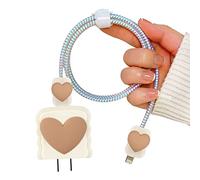 Simpatico Set di Cavi Protezioni per Forma di Onda con Motivo 3D Cuore per Caricabatterie di iPhone, Antigoccia Impedisce del Cavo USB per Accessori Decorazione, Anti-Rottura da Cani e Gatti [Bianco]