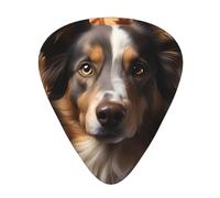 Simpatico set di plettri con stampa a forma di cane con fiori, 12 pezzi, sottili, medi e spessi, adatti per chitarra, basso, chitarra elettrica e ukulele