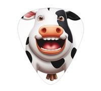 Simpatico set di plettri stampati a forma di mucca, 12 pezzi, sottili, medi e spessi, adatti per chitarra, basso, chitarra elettrica e ukulele