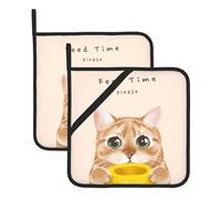 Simpatico set di presine per gatti, set di 2 presine per cucina, presine resistenti al calore, presine calde per bancone della cucina, presine con presine ad anello, per cucinare, grigliare e cuocere