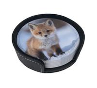 Simpatico set di sottobicchieri eleganti con volpe - 6 sottobicchieri ultra morbidi in pelle PU con scatola portaoggetti, facili da pulire e antimacchia, perfetti per casa, cucina e ufficio