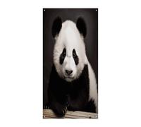 Simpatico sfondo bianco e nero con panda di benvenuto per porta di benvenuto, sfondo decorativo da appendere, decorazione per porta d'ingresso, grande sfondo divertente, decorazioni per interni ed