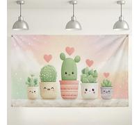 Simpatico sfondo da parete con cactus, adorabili decorazioni per feste, sfondo fotografico a tema cuore per interni ed esterni, per baby shower, celebrazioni primaverili, 180 x 109 cm