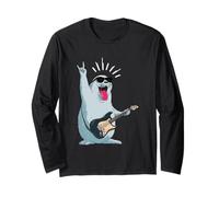 Simpatico Sigillo Rockstar Che Suona la Chitarra Divertente Design Animale Maglia a Manica