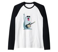 Simpatico Sigillo Rockstar Che Suona la Chitarra Divertente Design Animale Maglia con Maniche Raglan