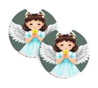 Simpatico sottobicchiere per auto con piccolo angelo, confezione da 2 sottobicchieri universali per auto, accessori per interni auto, 2,7 pollici e (circa 6,9 cm).