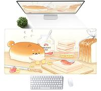 Simpatico sottomano da scrivania anime fumetto tappetino per mouse Kawaii grande giallo Shiba Inu Gaming tappetino per mouse XXL laptop tastiera desktop sottomano bordo cucito accessori scrivania